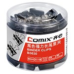 齐心（COMIX）B3630 黑色长尾夹6# 15mm 60只/筒 黑色