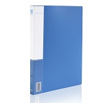 得力（deli）5301 实用文件夹 A4单强力夹+插袋 单只装蓝色