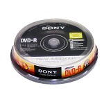 索尼（SONY）DVD-R 空白 光盘 刻录盘 DVD 刻录碟片 10片桶装