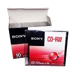 索尼（SONY）CD-RW 4速 700MB 可重复擦写 CD刻录光盘 单片盒装