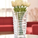 四叶草(SIYECAO)欧式玻璃花瓶水培花瓶 花器 30CM斜口斜纹 清光