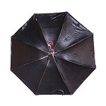 天堂伞 33001E 四月芳菲缎面黑胶丝印三折晴雨伞太阳伞 粉红色