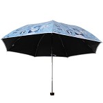 天堂伞 31027E UPF50+自游自在丝光绒黑胶三折超轻晴雨伞太阳伞 蓝色