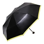 天堂伞 31011E UPF50+加厚双层黑丝靓胶三折晴雨伞小黑伞太阳伞 亮黄边