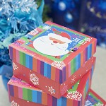 柯柯安（KEKEAN） 圣诞正方形礼品盒 圣诞雪人礼物包装盒 圣诞礼盒 节日礼物礼盒  红色条纹雪人+礼品袋 中号11*11*6.5cm 庆典物品