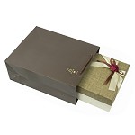 柯柯安（KEKEAN） 创意礼品盒 长方形礼物盒 花朵丝带礼品包装盒 生日礼物包装盒  双丝带棕色盖款+礼品袋 中号28*20*8.5cm