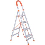 密林 ML-LH04 梯子D型铝合金梯子宽踏板家用梯四步梯 人字梯折叠梯 橘黄