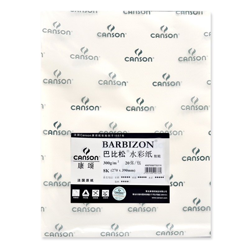 康颂（CANSON）8K巴比松水彩纸专业美术绘画纸 300g 270x390mm 20张/包_政府企业电子采购平台