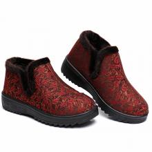 邦安鸿 N18 老北京布鞋 冬季平底加绒保暖鞋 红色 鞋码备注