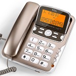 TCL HCD868(206) 复古家用办公固定有绳电话机 免电池免提大屏幕大按键可抬起双接口座机(金色) 固定电话机