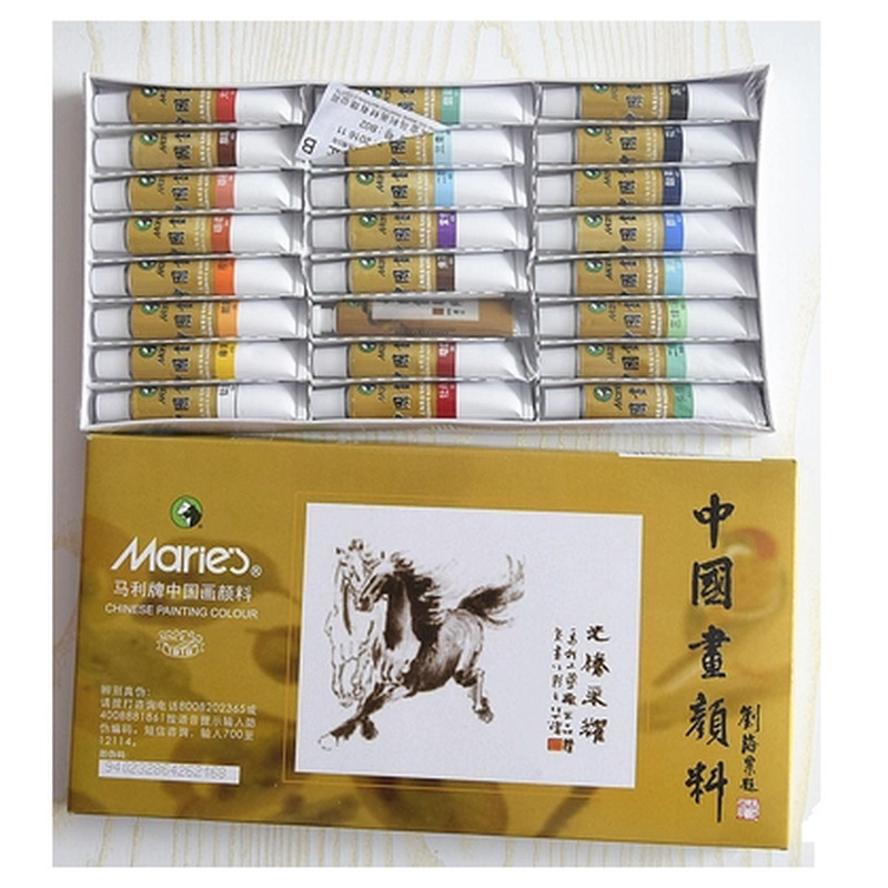 马利(maries) e1304 中国画颜料 24色 12ml/支 单盒装