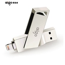 爱国者（aigo）U368 128G USB3.0 苹果手机U盘 苹果官方MFI认证 iPhone和iPad双接口手机电脑用 银色