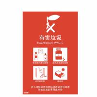 安赛瑞 25325 垃圾分类标志标识（有害垃圾）生活垃圾分类标语 细化垃圾分类标语3M不干胶贴纸红色 270×405mm 一张 红色