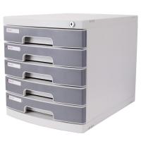 得力（deli）8855 台式文件柜 五层塑料文件柜带锁 单个 灰色