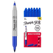 锐意（Sharpie）1962616 防褪色马克笔双头 12支/盒 单盒 蓝色