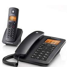 摩托罗拉（Motorola）C4200C 数字无绳电话机 子母机一拖一 免提 来电显示 低辐射 黑色