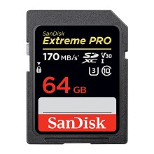 闪迪（SanDisk）SDSDXXY-064G-ZN4IN 相机SD存储卡 64G容量 读速170MB/s 写速90MB/s 黑色