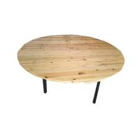 桂凤 餐桌 杉木台面+玻璃转盘 台面直径2米 转盘1.4米