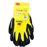3M 舒适型防滑耐磨手套劳保劳防手套/防护手套/丁腈掌浸手套 多色 黄色 XL