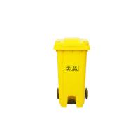 阿贝 垃圾桶 污物桶 中间脚踏带轮带盖 240L 58*74*113cm 黄色