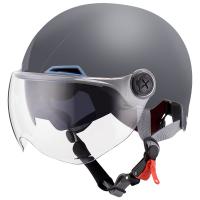 野马（YEMA）350S 3C认证款电动摩托车头盔男女夏季双镜片轻便式电瓶车半盔 亚光深灰 均码