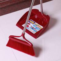 妙洁（MIAOJIE）1460639 扫把簸箕套装 耐用塑料不锈钢 扫地双面用 红色